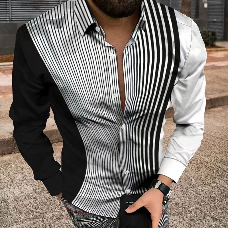 Top Trends: Fashion Men's Shirt Polka Dot Plaid Stitching Trendy Buttons Casual Outdoor Street Men's Lapel Shirt Plus Size Shoppable Styles