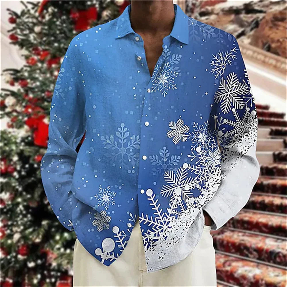 Top Trends: 2023 Men&#039;s Christmas Shirt Snowflake Pattern 3D Printing Men&#039;s Button Lapel Long Sleeve Santa Claus Shirt High Quality Top 6XL Shoppable Styles