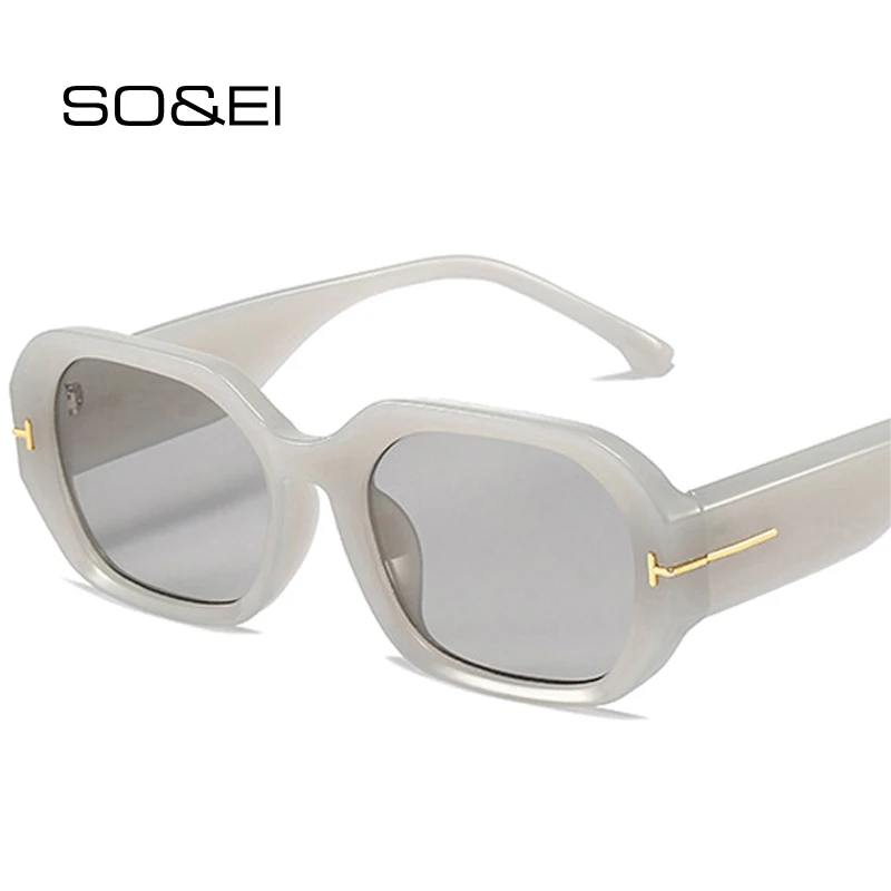 Top Trends: SO&amp;EI Ins Popular Fashion Polygon Square Women Luxury Sunglasses Vintage Brand Designer Jelly Grey Shades UV400 Men Sun Glasses Shoppable Styles