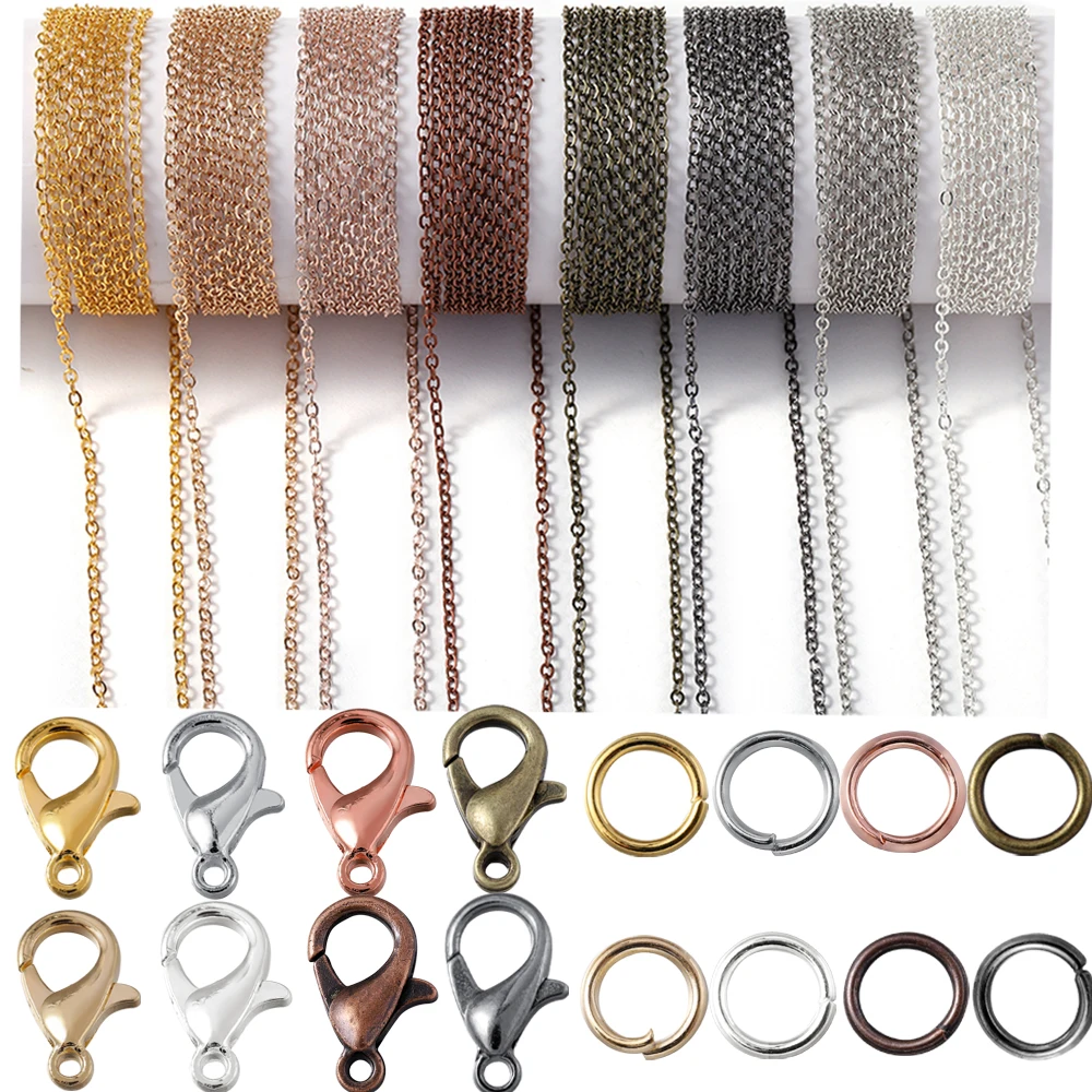 Top Trends: 1 Set 3Meters Iron Cable Chain Connector Link Chains With Jump Rings Lobster Clasps Jewelry Making Set DIY Necklace Materials Shoppable Styles