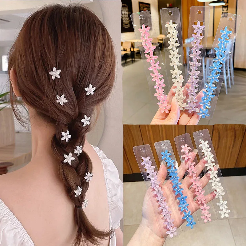 Top Trends: New 10PCS / Set Hair Clip Braided Hair Small Flower Hair Buttons Hairpin Girl Cute Headdress Girl Mini Hair Claw Hair Accessories Shoppable Styles