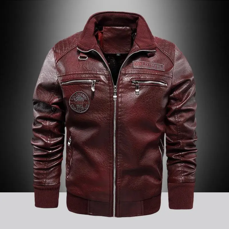 Top Trends: 2024 New Leather Jacket Men Autumn Winter Fleece Motorcycle Male Stand Collar Windbreaker PU Embroidery Business Casual Jackets Shoppable Styles