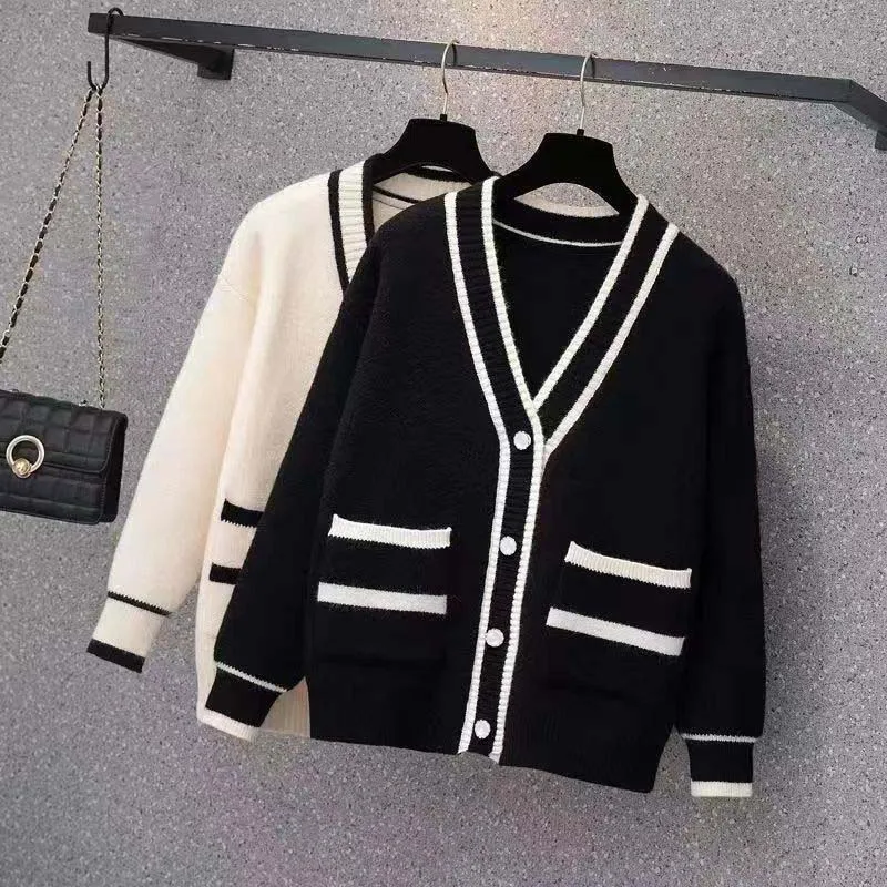 Top Trends: Small Fragrant Style Cardigan Sweater Unisex 2023 New Foreign Style Loose Korean Version Versatile Knit Jacket Autumn And Winter Shoppable Styles