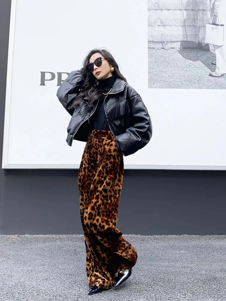 Top Trends: Y2KtrendDesign Sense Niche Retro Leopard Print Canary High Waist Loose Sag Wide Leg Straight Pants Children New A Shoppable Styles - Image 2