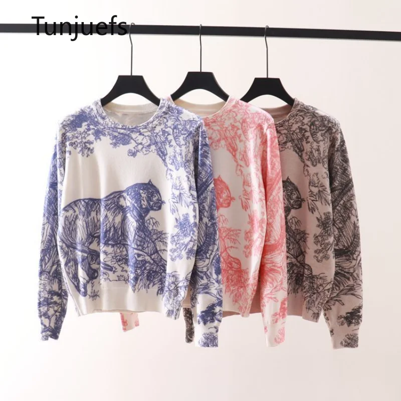 Top Trends: Fashion Women Blouse Sweater 2023 Winter Clothes Long Sleeve Sweaters Y2k Pullover Knitwears Wool Knitted Tops Cartoon Print New Shoppable Styles