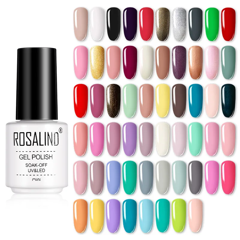 Top Trends: ROSALIND Gel Polish Set UV Vernis Semi Permanent Primer Top Coat 7ML Varnish Gel Nail Art Manicure Gel Lak Polishes Nails Shoppable Styles