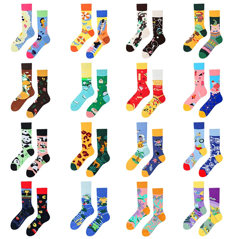 Top Trends: Bestselling Original Design AB Pattern Cotton Socks Asymmetric Mandarin Duck Design Versatile Ins Mid-calf Cartoon Socks Shoppable Styles