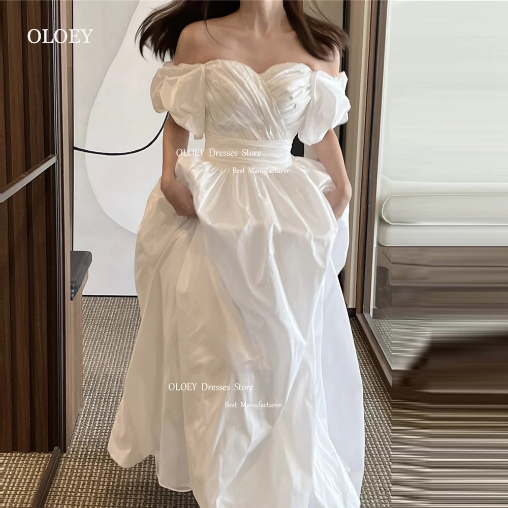 Top Trends: OLOEY Modest Simple Wedding Dresses Off Shoulder Sweetheart Belt Korean Bridal Gowns Robe De Mariage Formal Party Dress Shoppable Styles