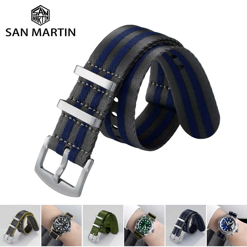 Top Trends: San Martin Watch Strap Nylon Strap 20mm 22mm Universal Type Sports Troops Parachute Bag Watchband Pilot Military Watch Band Shoppable Styles