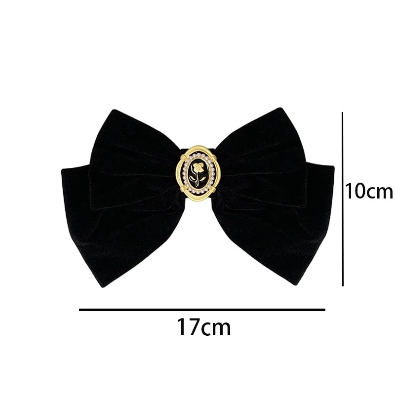 Top Trends: 2023 New Black Velvet Bow Hairpins For Women Elegant Fabric Alloy Roses Hair Clips Fashion Ponytail Barrette Heawear Accessories Shoppable Styles - Image 6