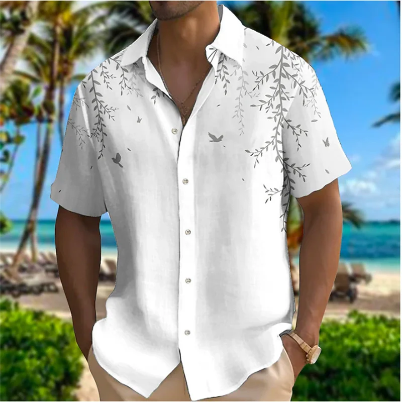 Top Trends: 2023 Men's Shirt Pattern Printed Leaf Lapel Shirt Street Short Sleeve Men's Fashion Designer Casual Soft Hawaiian Shirt 5XL Shoppable Styles