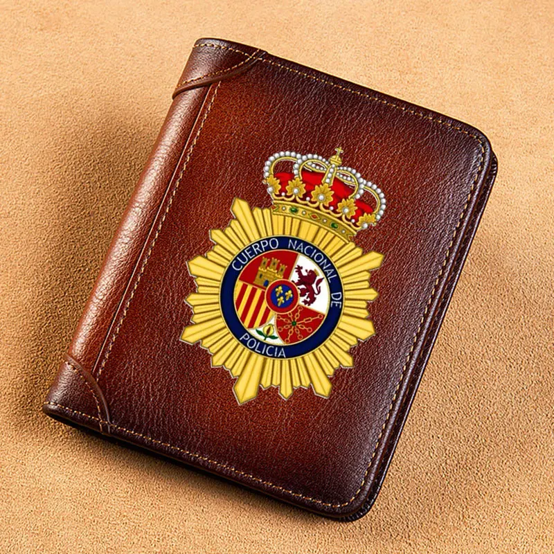 Top Trends: High Quality Genuine Leather Men Wallets España Cuerpo Nacional De Policía Printing Short Card Holder Purse Luxury Brand Male Shoppable Styles