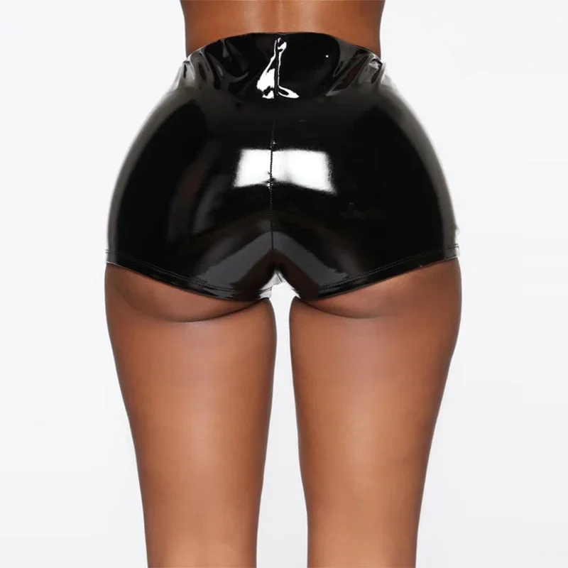 Top Trends: Shiny Patent Leather Shorts Women High Waist Faux Latex Hot Pants Front Zip Sexy PVC Bodycon Shorts Ladies PU Clubwear Custom Shoppable Styles