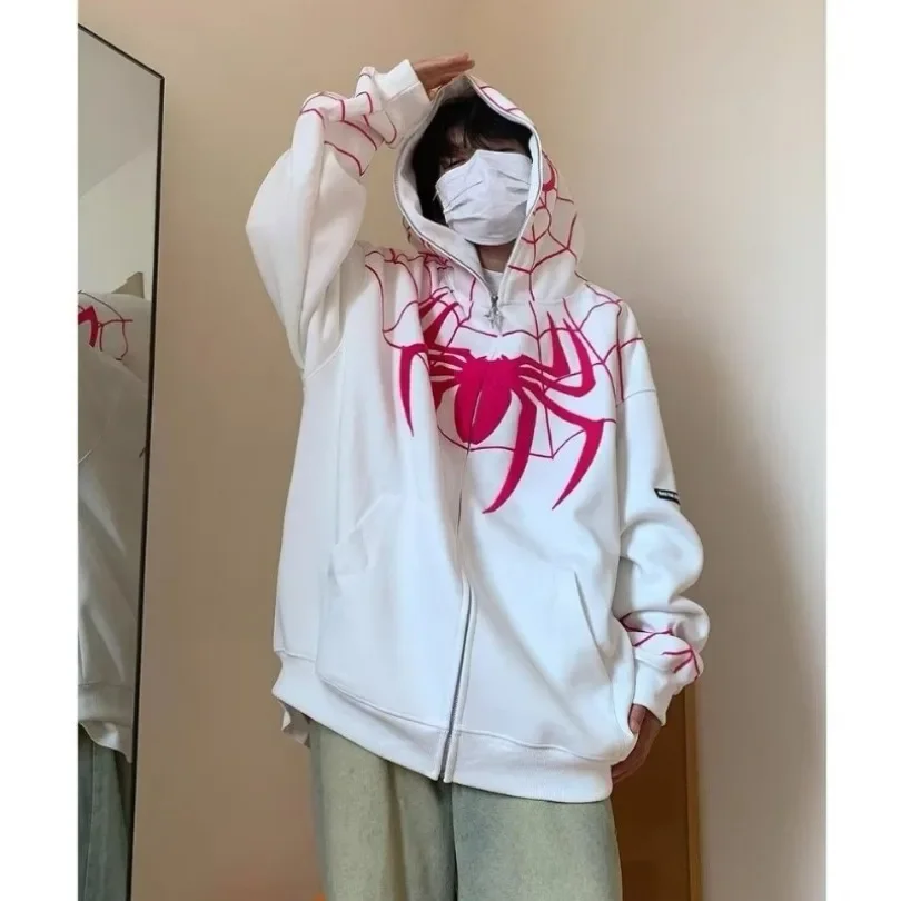 Top Trends: Women Spider Hoodie Y2k Pullover Sweatshirt High Street Anime Print Hooded Zipper Harajuku Oversize Hip Hop Long Sleeve Tops Men Shoppable Styles