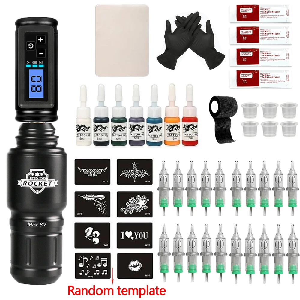 Top Trends: Tattoo Machine Set Complete Mini Rocket Rotary Pen Suit Cartridge Needles Wireless Tattoo Power Supply Professional Makeup Kit Shoppable Styles