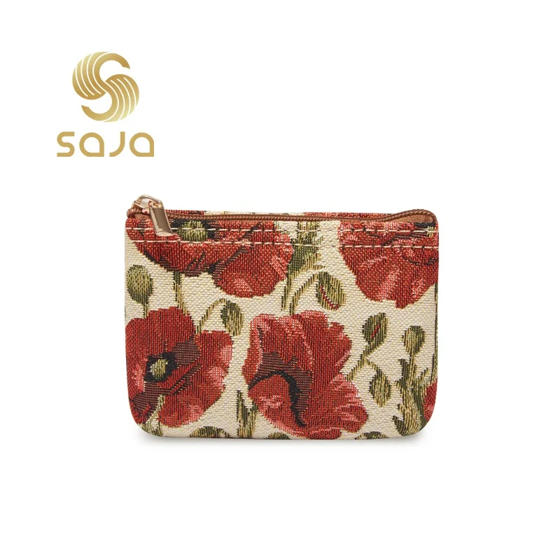 Top Trends: SAJA Small Coin Purse Key Wallet Mini Women&#039;s Wallet Red Poppy Flower Vintage Tapestry Bag Coin Pouch For Girl Ladies Gift Bag Shoppable Styles