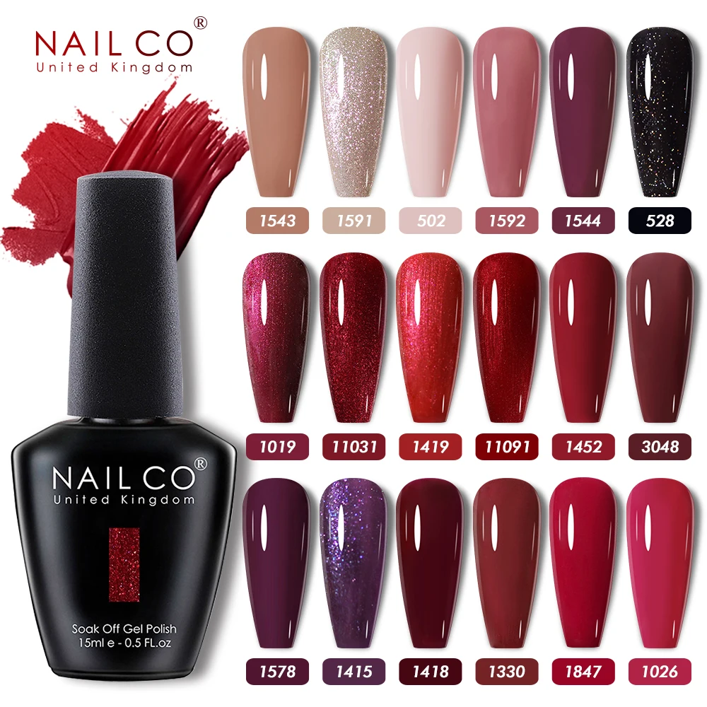 Top Trends: NAILCO 15ml Gel Nail Polish Semi-permanent Hybrid Varnish Black Red Color Gel Polish Nail Art UV Nail Supplies For Professionals Shoppable Styles