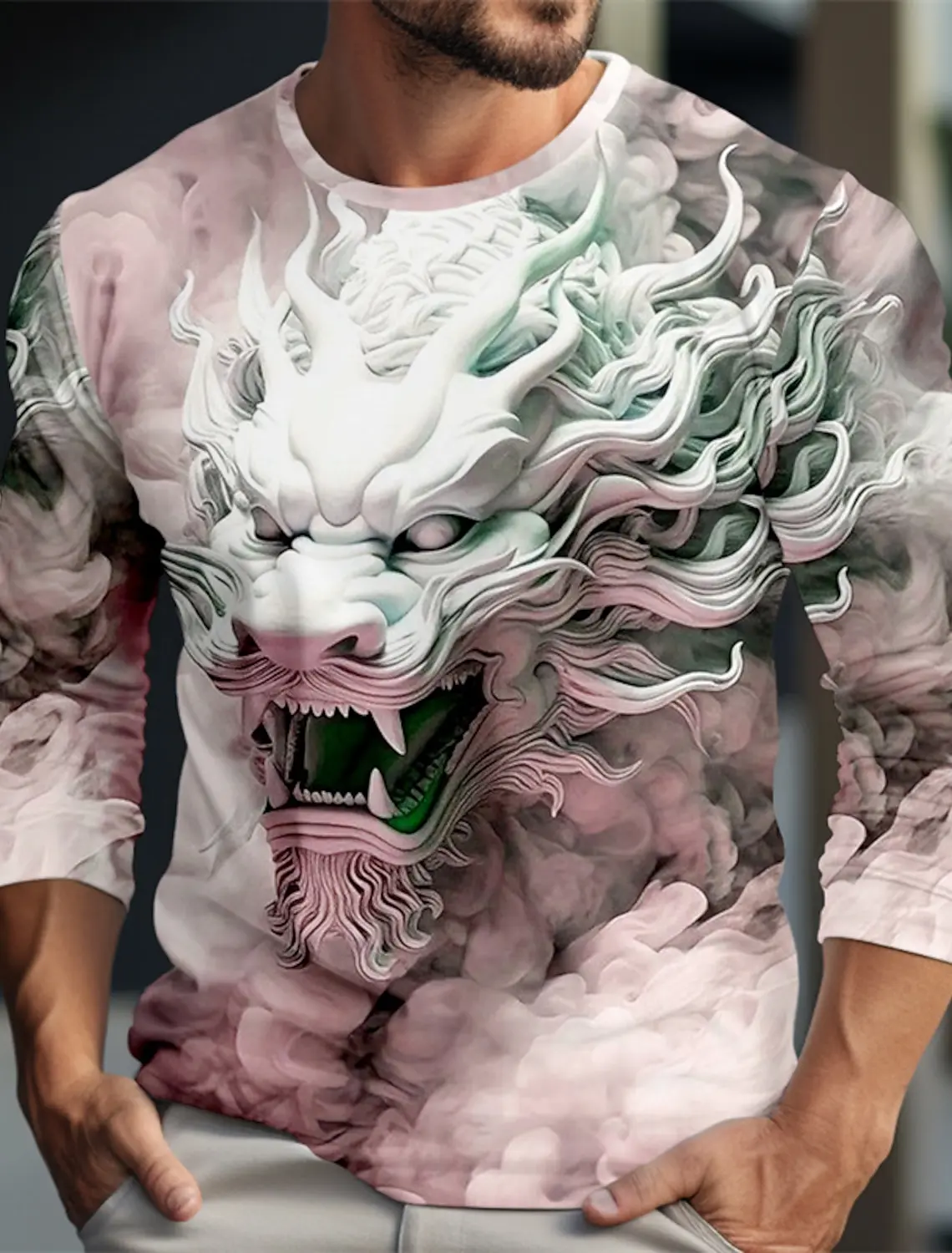 Top Trends: The Dragon Men's Long Sleeve T-shirt For Men Clothing Casual Top Tee Shirt Fashion Harajuku 3D Full Printing Clothing Streetwear Shoppable Styles