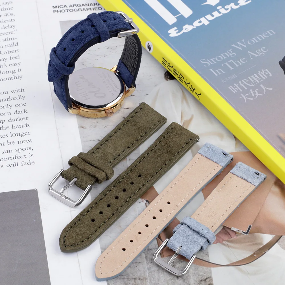 Top Trends: 16mm 17mm 18mm 19mm Watch Band Suede Leather Straps Watch Accessories 20mm 21mm 22mm 23mm 24mm Gray Blue Pink Green Watchbands Shoppable Styles