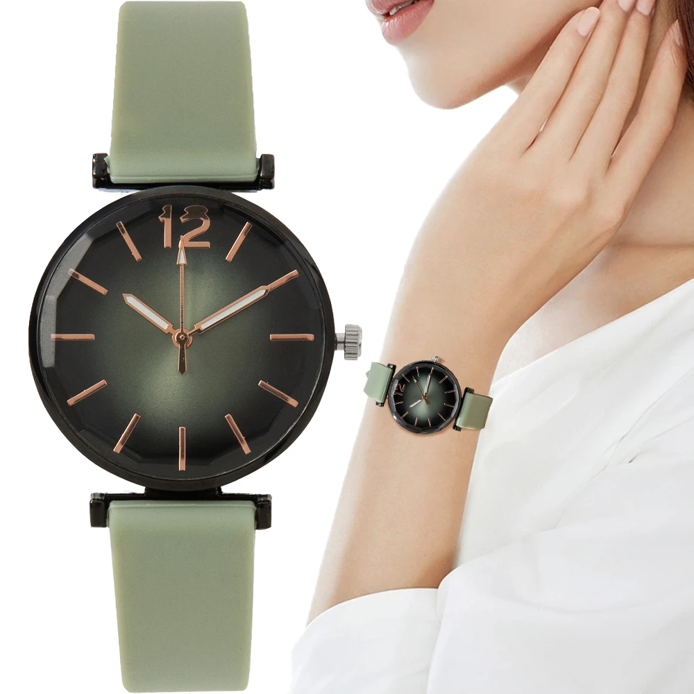 Top Trends: Fashion Women's Watch Soft Silicone Strap Matcha Green Watch For Women Quartz Wristwatch Women's Clock Shoppable Styles