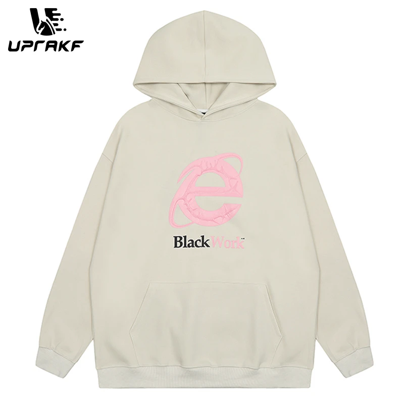 Top Trends: UPRAKF Y2K Sweatshirt Hoodie Hip Hop Letter Printing Loose Drop Shoulder Vibe Style Fashion Autumn Casual Cotton Oversize Shoppable Styles