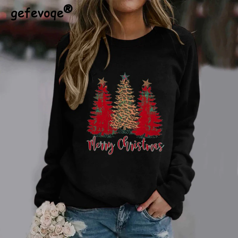 Top Trends: Women Trendy Casual Streetwear Harajuku Christmas Tree Print Sweatshirts Female O Neck Long Sleeve Loose Pullover Tops Sudaderas Shoppable Styles