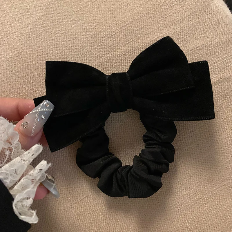 Top Trends: Black Velvet Bow Scrunchies Headdress Vintage Fashion Korean Sweet Girls Hair Rope Ponytail Autumn Winter Hair Accessories Shoppable Styles