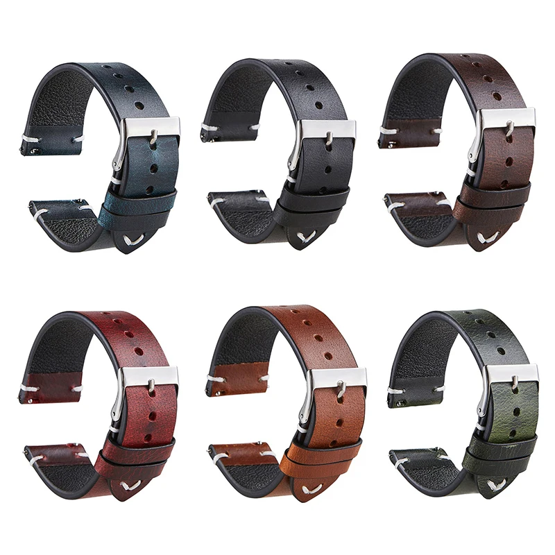 Top Trends: Handmade Retro Genuine Leather Watchband Quick Release Calfskin Watch Strap Bracelet 18mm 20mm 22mm Watch Accessories Wristband Shoppable Styles