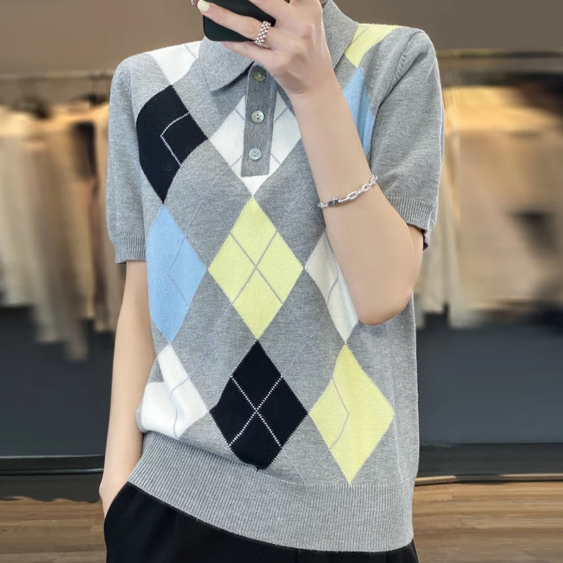 Top Trends: 2023 New Cashmere Short Sleeve Sweater Women's T-Shirt Knitted Sweater Loose Thin Pullover Short-Sleeved Trend Shoppable Styles - Image 4