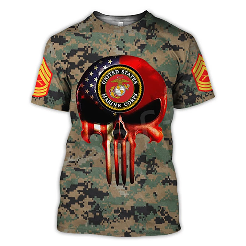 Top Trends: American Flag Soldier Camo Skull 3D Harajuku Print Fashion Tough Guy Street Hip-Hop Casual Round Neck Short Sleeve T-shirt Tops Shoppable Styles