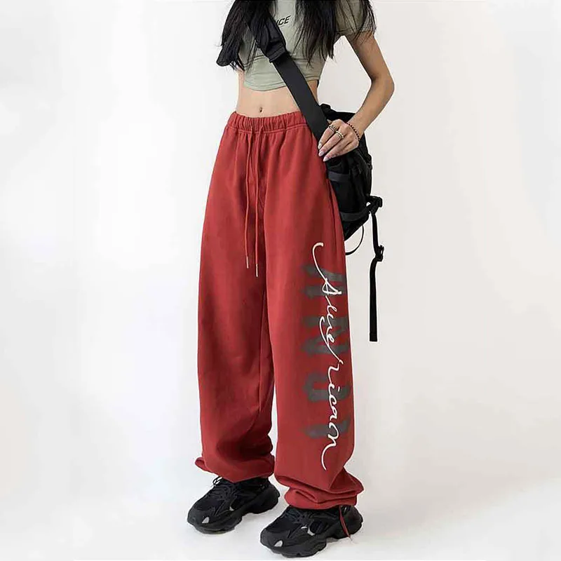 Top Trends: Hip Hop Streetwear Women Jogger Sweatpants Elastic Waist Harajuku Fashion Loose Letter Printing Straight Casual Sports Trousers Shoppable Styles