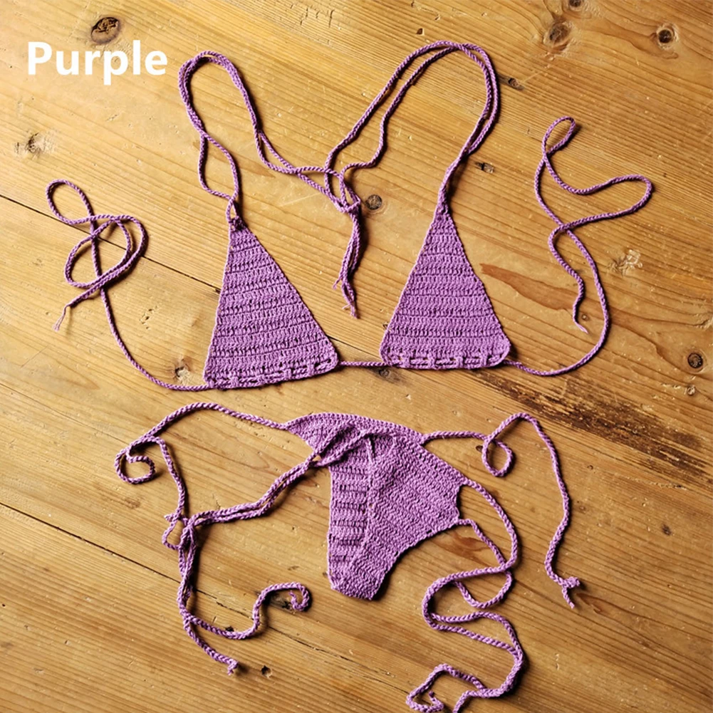 Top Trends: Sexy Women's Swimsuit Hand Crochet Solid Color Bandage Bikini Set Summer Beach Swimwear Bohemian Two-piece Swimsuit Bikinis Sets Shoppable Styles - Image 4