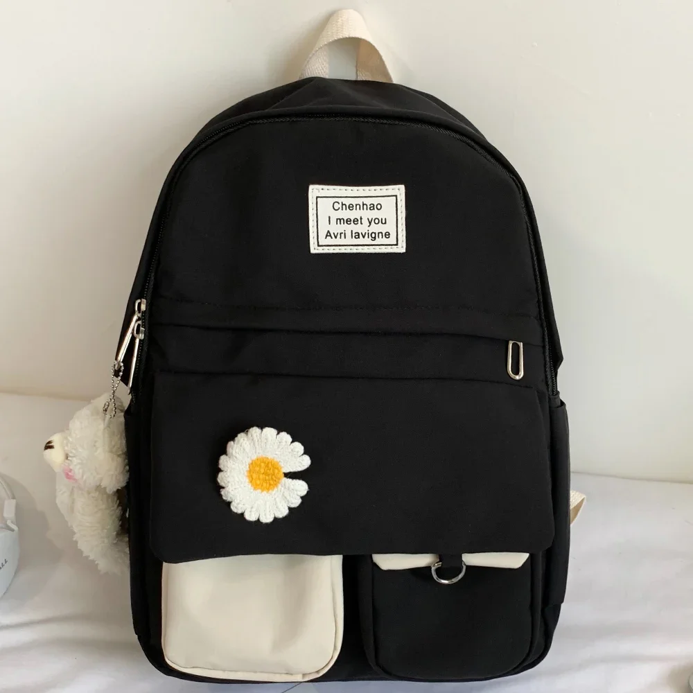 Top Trends: College Student Ladies Cute Backpack Women Flower Female Harajuku School Bags Book Kawaii Backpack Nylon Girl Trendy Bag Fashion Shoppable Styles