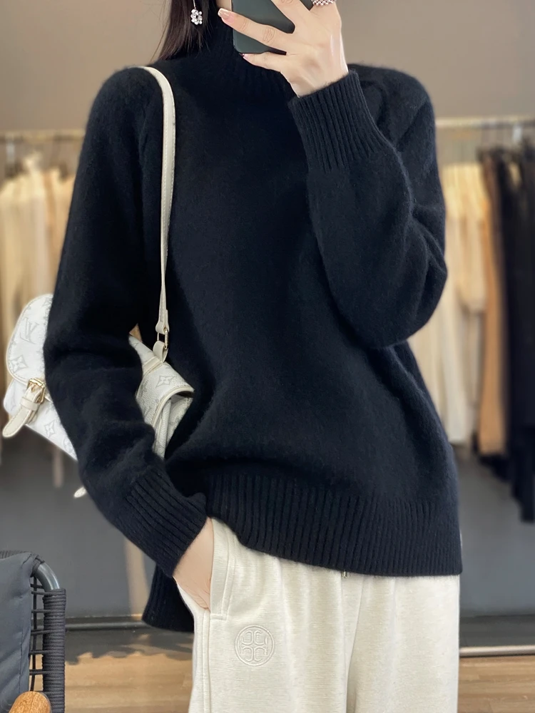 Top Trends: Women Turtleneck Sweater Autumn Winter Thick Pullovers 100% Merino Wool Solid Cashmere Knitwear Female Basic Clothes Korean Tops Shoppable Styles - Image 6