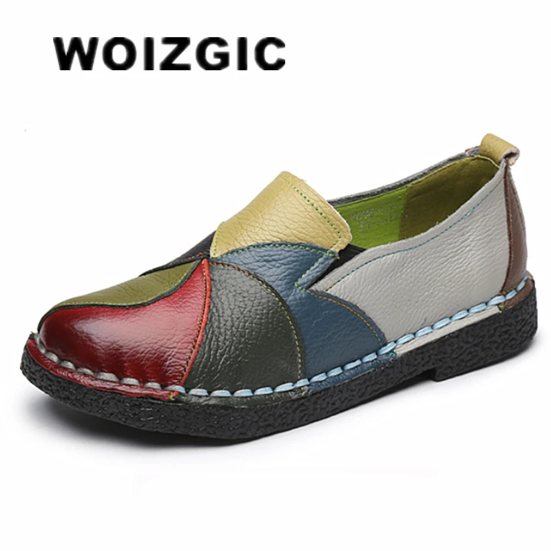 Top Trends: WOIZGIC Women's Ladies Female Woman Mother Shoes Flats Genuine Leather Loafers Moccasins Mixed Colorful Non Slip On Plus Size 42 Shoppable Styles