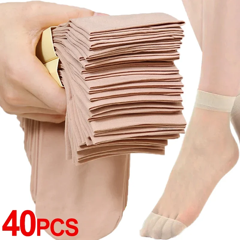 Top Trends: 2 / 40pcs Transparent Summer Socks For Women Ultrathin Nylon Ladies Female Girls Short Ankle Elastic Crystal Silky Invisible Socks Shoppable Styles