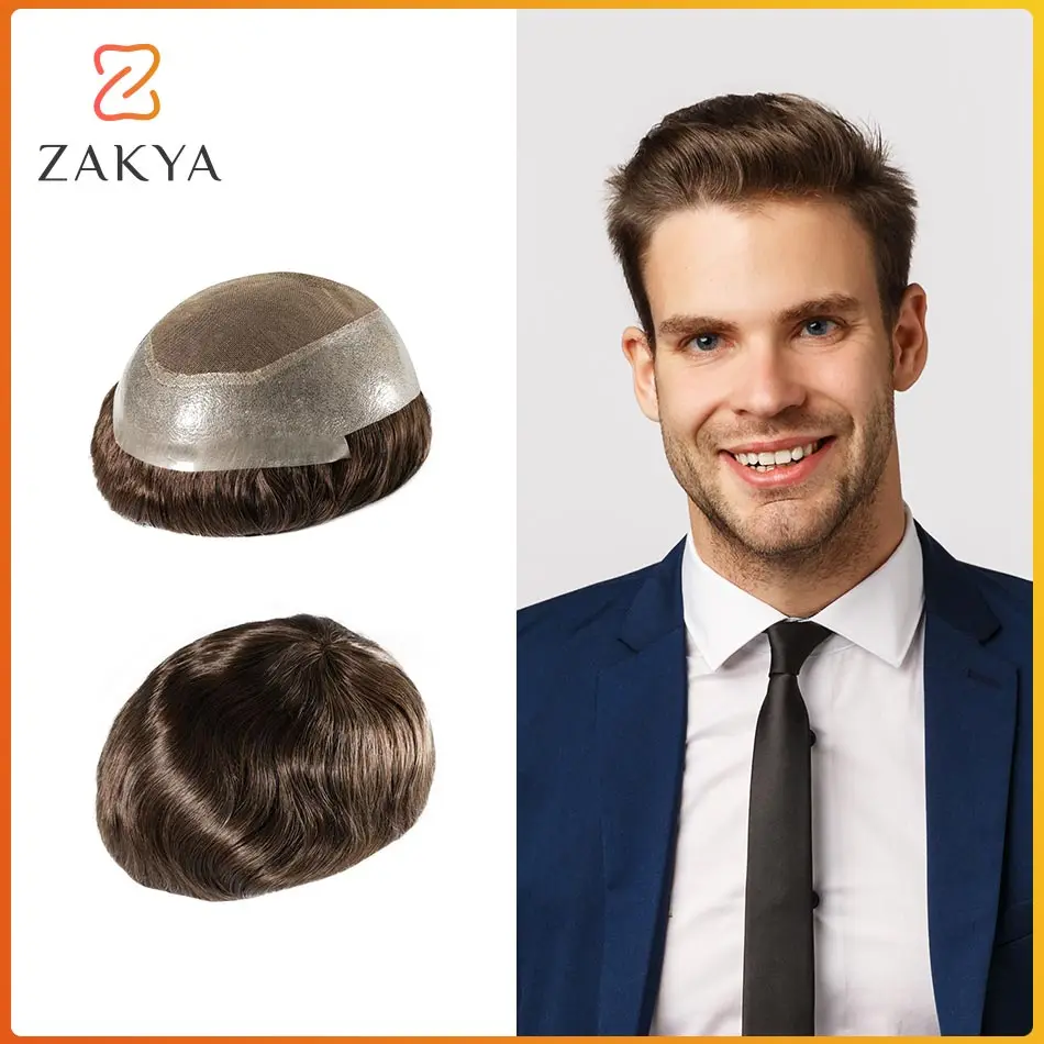 Top Trends: Australia Toupee Men Natural Lace PU Base Male Wigs 100% Human Hair Men&#039;s Capillary Prothesis Shoppable Styles