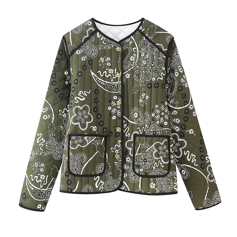 Top Trends: YENKYE 2023 Autumn Winter Women Flower Print Quilted Jacket Coat Long Sleeve Packets Female Vintage Outerwear Shoppable Styles