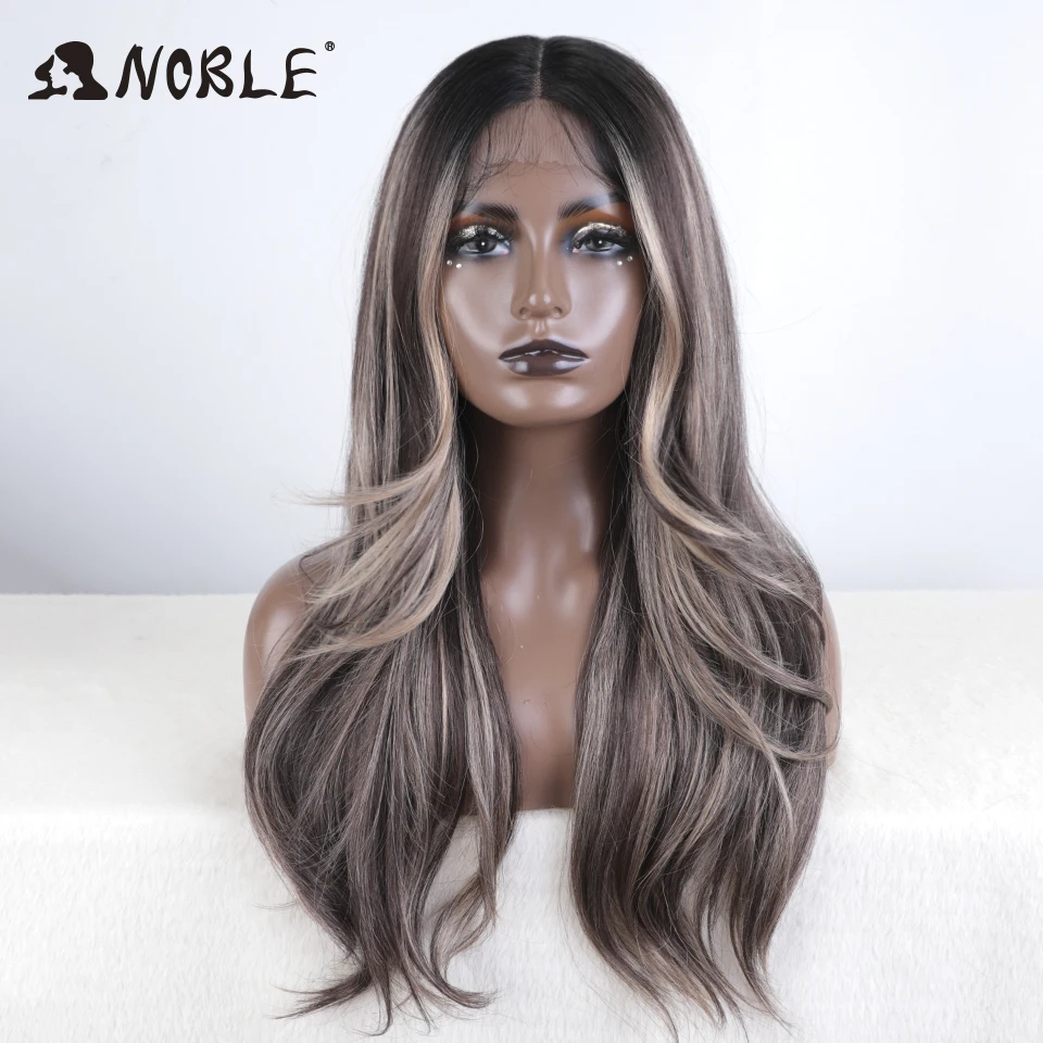 Top Trends: Noble Synthetic Lace Front Wig 24“ Highlight Honey Brown Body Wave Wig Blonde Wigs For Women Lace Wig Cosplay Lace Front Wig Shoppable Styles