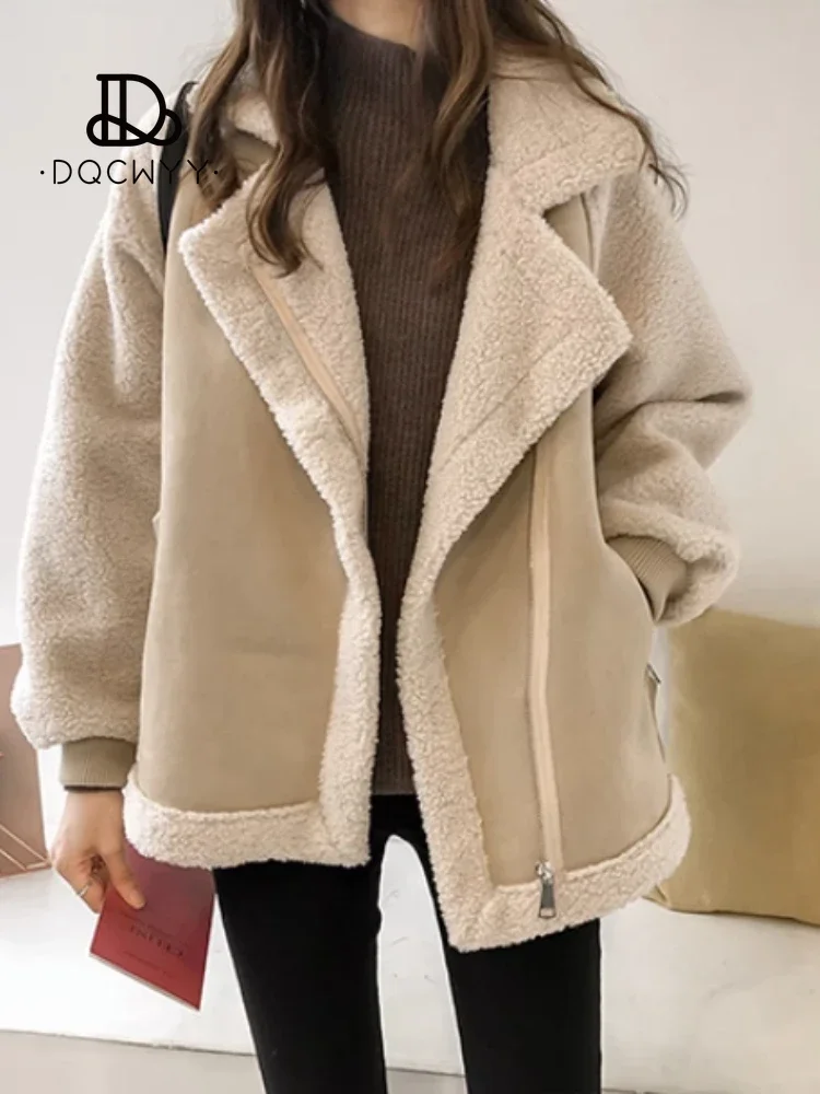 Top Trends: Autumn Winter New Big Lapel Lamb Wool Coat 2023 Women&#039;s Jacket Loose Fashion Tops Windbreaker Women&#039;s Clothing Shoppable Styles