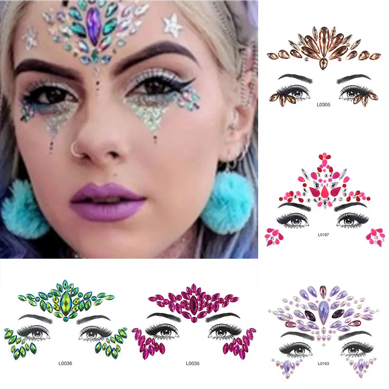 Top Trends: 3D Acrylic Rhinestone Stickers Shiny Body Face Jewels Makeup Diamond Tattoo Eyebrow Self Adhesive Festival Party Decor Women Shoppable Styles