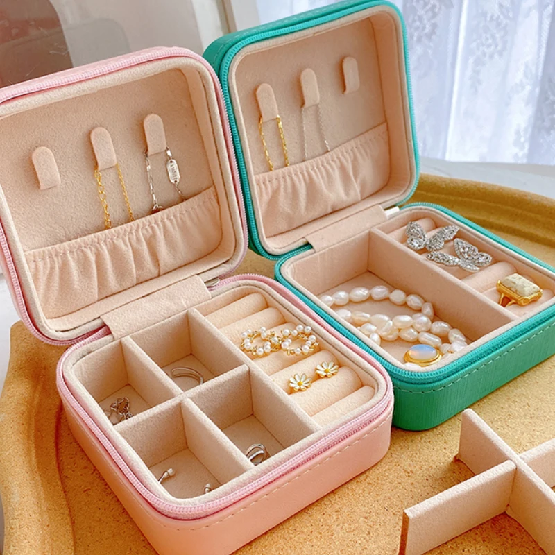 Top Trends: Portable Jewelry Storage Box Candy Color Travel Storage Organizer Jewelry Boxes Earring Necklace Ring Jewelry Organizer Display Shoppable Styles