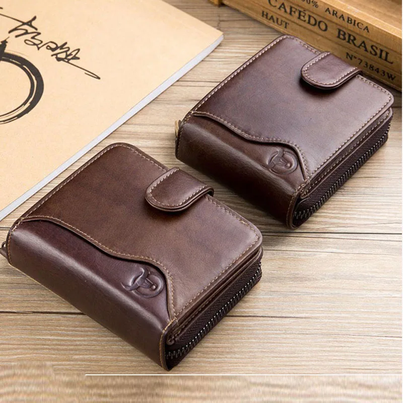 Top Trends: Genuine Leather Zipper Credit Card Holder Wallet High Capacity Mens Wallet Shoppable Styles