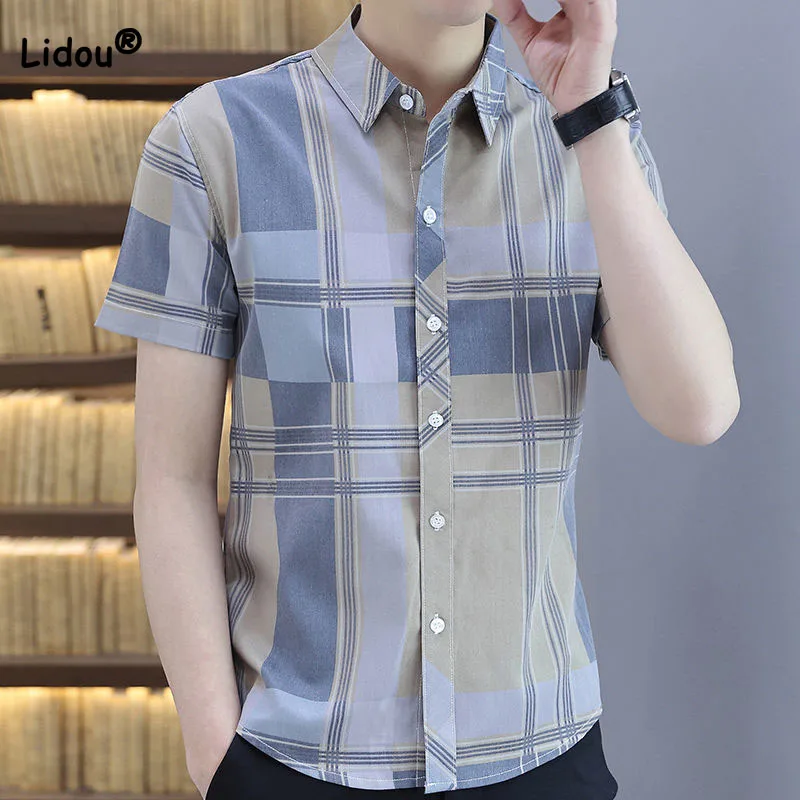 Top Trends: Business Office Men&#039;s Printed Polo-Neck Shirt 2023 All-match Fashion Comfortable Short Sleeve Button Shirt Summer Male Clothes Shoppable Styles