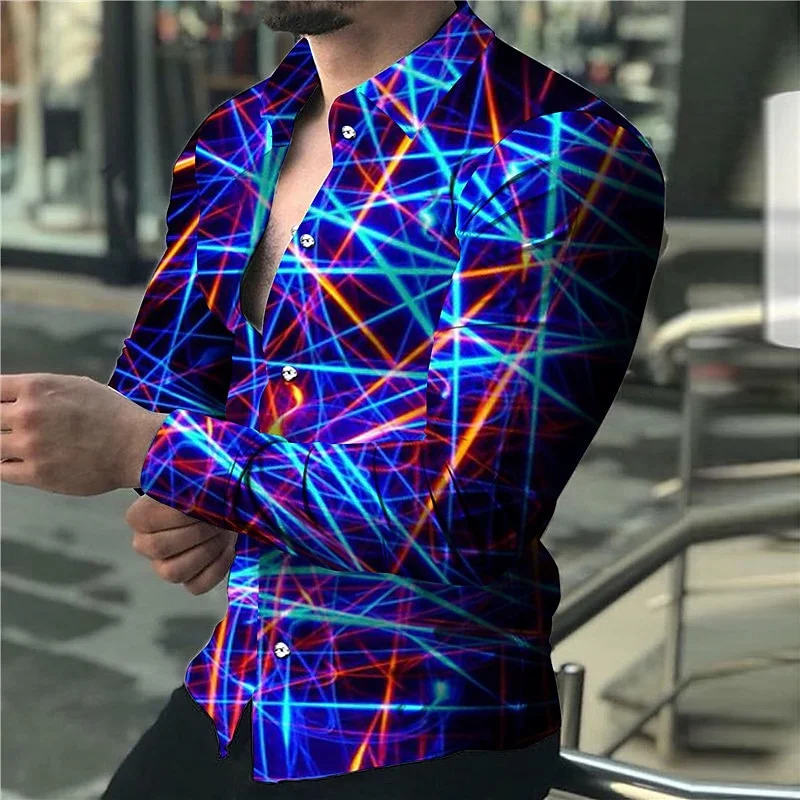 Top Trends: New Men&#039;s Shirts In Summer Color Lines 3D Printing Long-sleeved Single-breasted Shirts Fashion Design Ball Party Jacket S-6XL Shoppable Styles