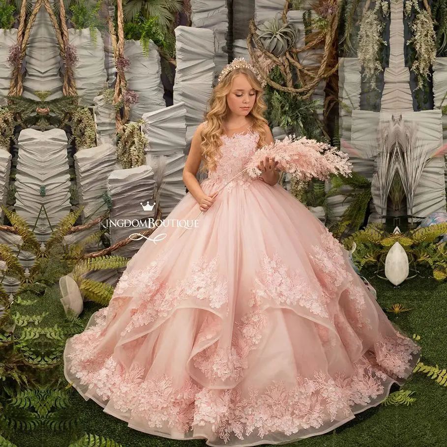 Top Trends: FATAPAESE Pink Flower Girl Dress Princess Luscious Tulle Skirt With Upon Layers Of Horsehair Braid Trimmed Fluffy Ball Gown Shoppable Styles - Image 6