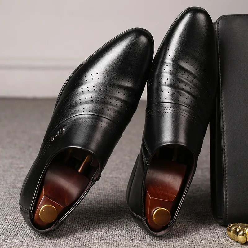 Top Trends: Zapatos Spring Men Leather Shoe Carved Business Formal Dress British Style Large Size Men Shoe Hollowed Out Perforated Men Shoes Shoppable Styles