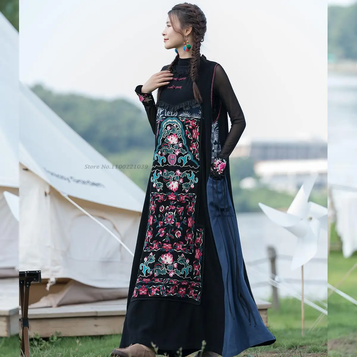 Top Trends: 2024 Traditional Chinese Vintage Dress National Flower Embroidery Sundress Retro Cotton Linen Long Dress Oriental Folk Dress Shoppable Styles