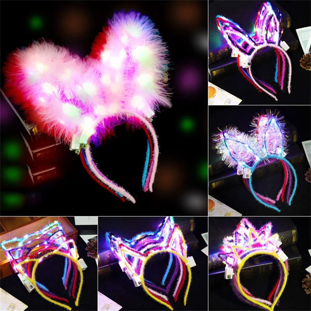 Top Trends: Lady Light-Up Bunny Rabbit Ears Headband Glowing Led Hair Band For Wedding Birthday Halloween Holiday Party Headwear Gifts 2022 Shoppable Styles