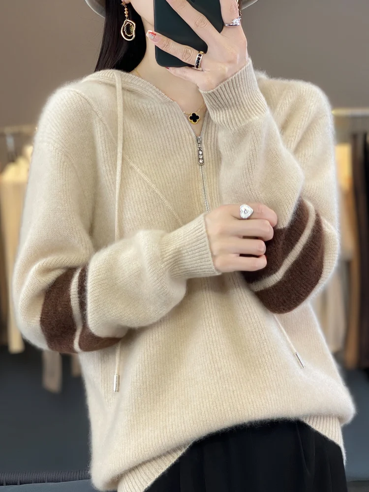 Top Trends: Autumn Winter 100% Merino Wool Hoodie Sweater Women Pullover Cashmere Thickening Knitwear Female Basic Clothing Top Shoppable Styles - Image 5